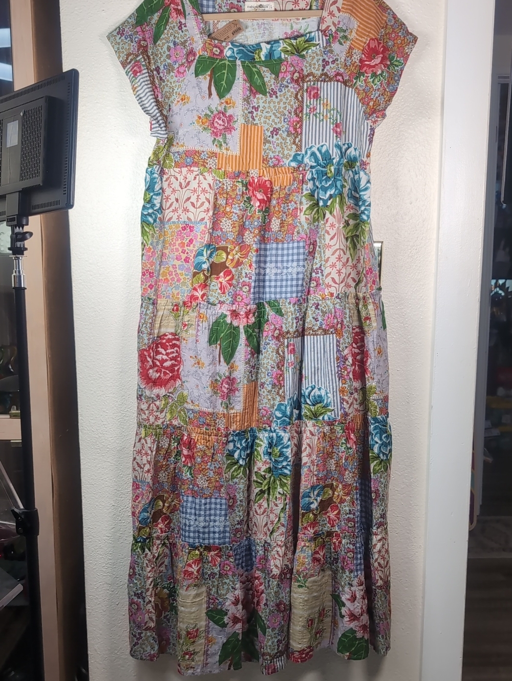 Natural Life Berkley Maxi Dress Boho Patchwork NWT